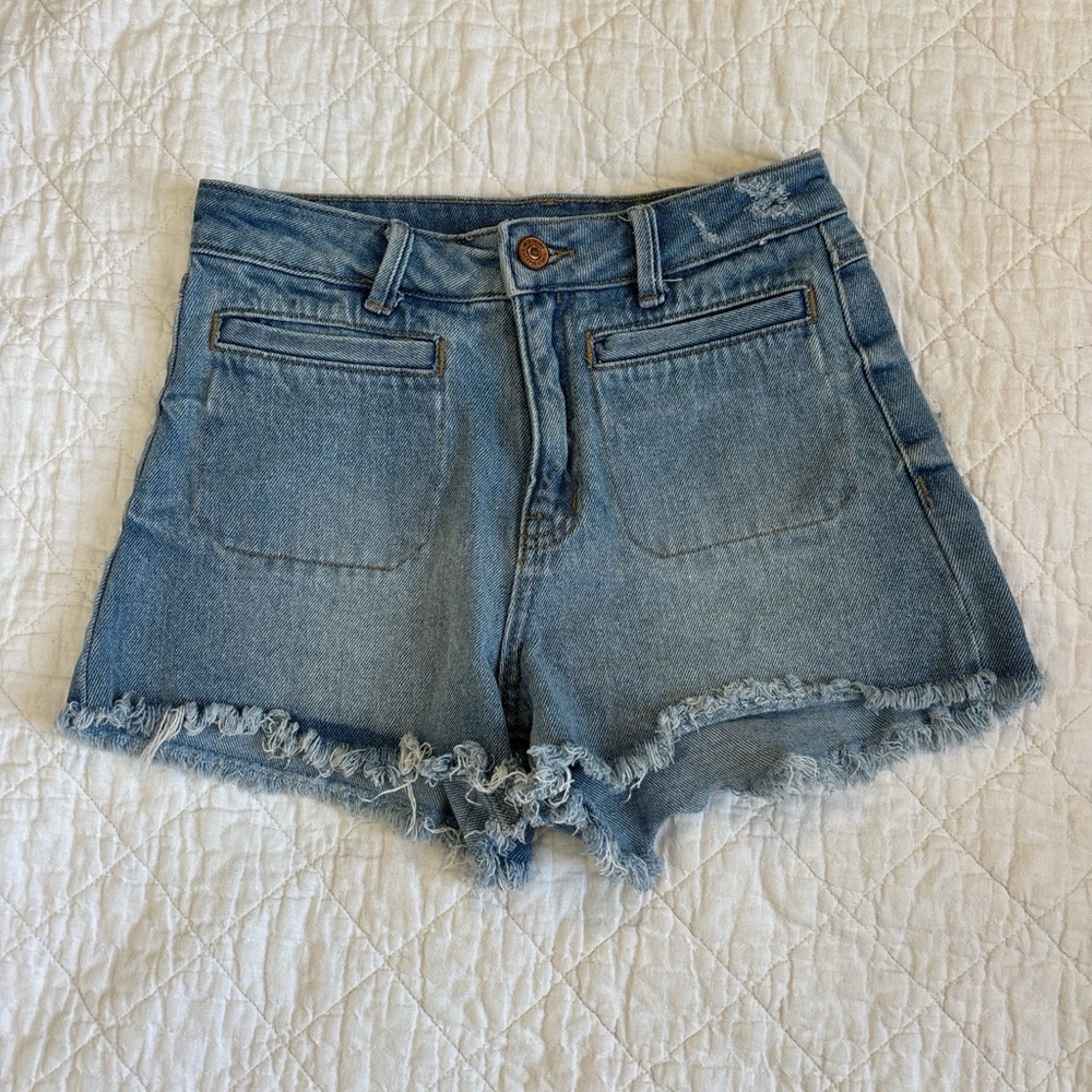 Rewash Light Blue Frayed Jean Shorts